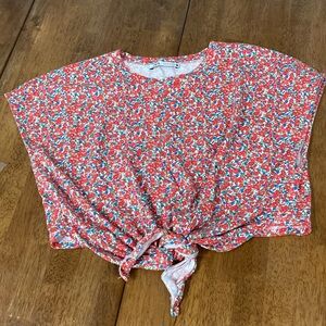 Zara Red Flowered Crop Top Size S